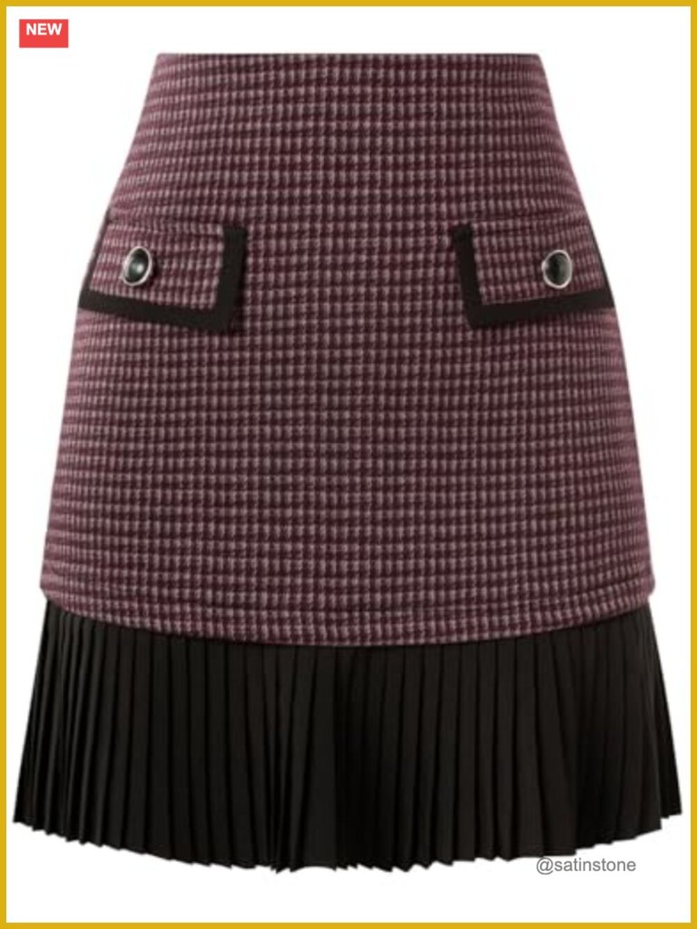 Women's Plaid High Waist Pleated A-Line Mini Skirt with Buttons